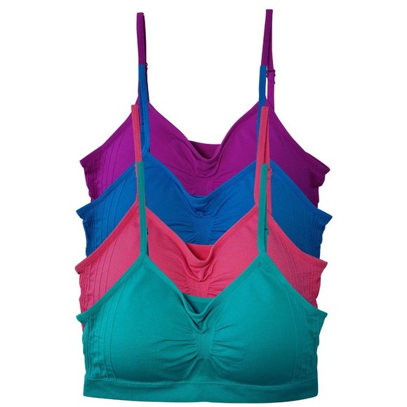 4-Pack Nylon-Spandex Comfort Cami Bra Pullover Design K0100 Jewels New NWT